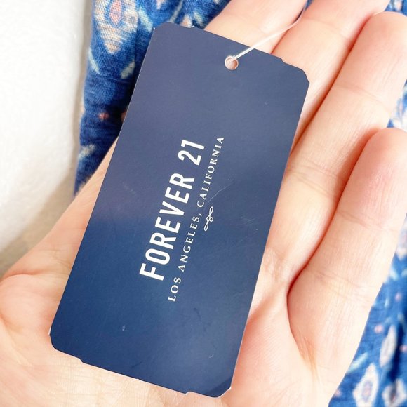 NEW Forever 21 Blue Pattern Harem Pants Size Large - Picture 4 of 6